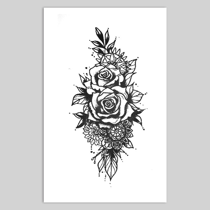 Botanical Roses Temporary Tattoo Sheet