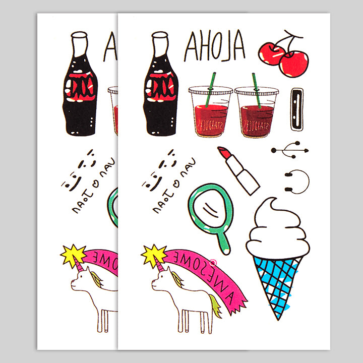 Vibrant Summer Sticker Tattoos