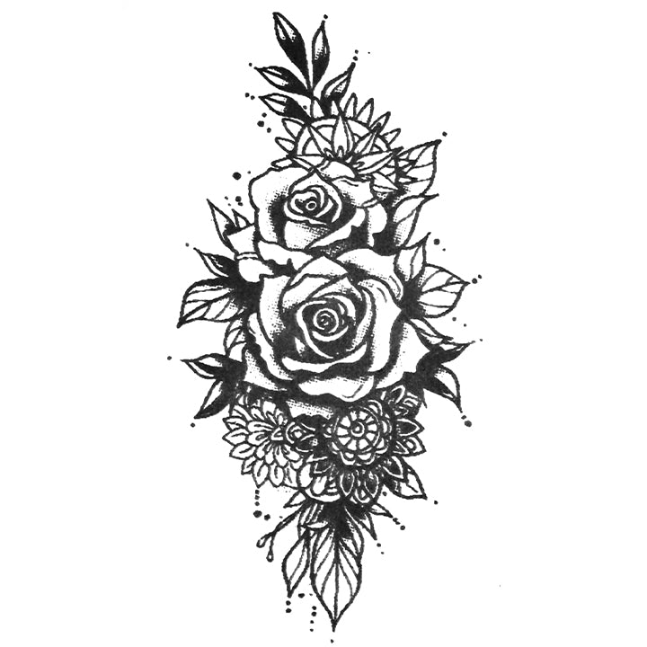 Botanical Roses Temporary Tattoo Sheet