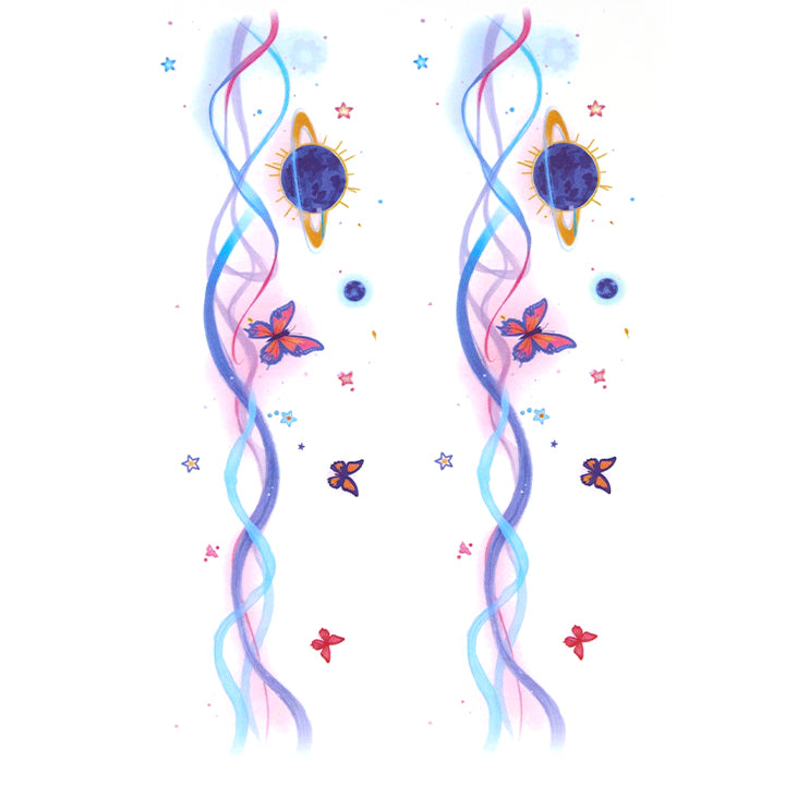 Cosmic Flow Wrist Temporary Tattoo