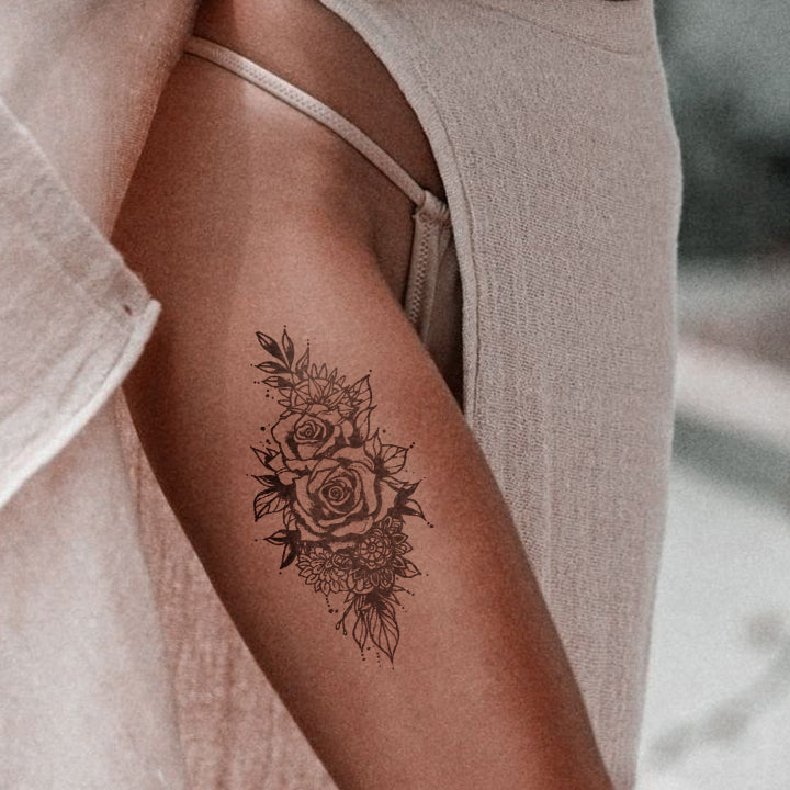 Botanical Roses Temporary Tattoo Sheet