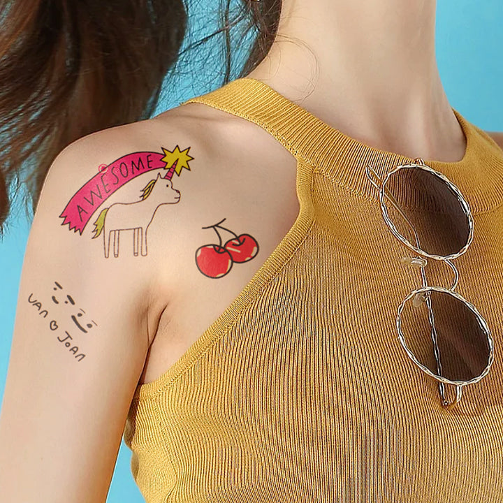 Vibrant Summer Sticker Tattoos