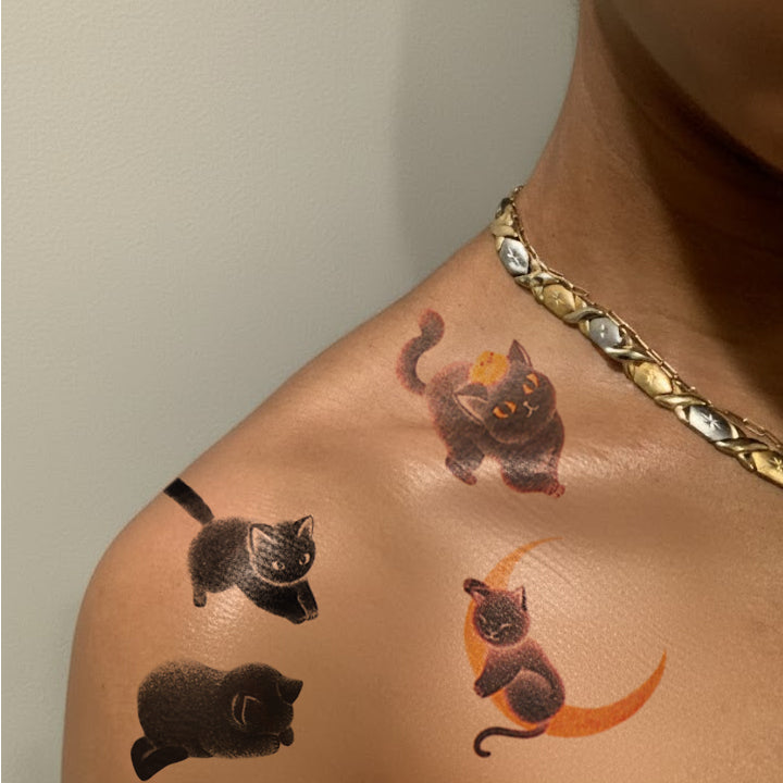Whimsical Cats Temporary Tattoos