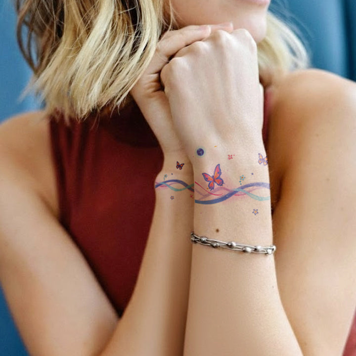 Cosmic Flow Wrist Temporary Tattoo