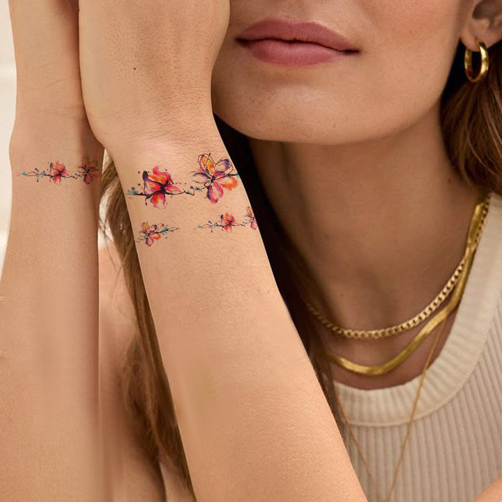 Watercolor Botanical Temporary Tattoos