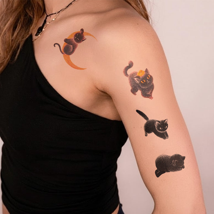 Whimsical Cats Temporary Tattoos