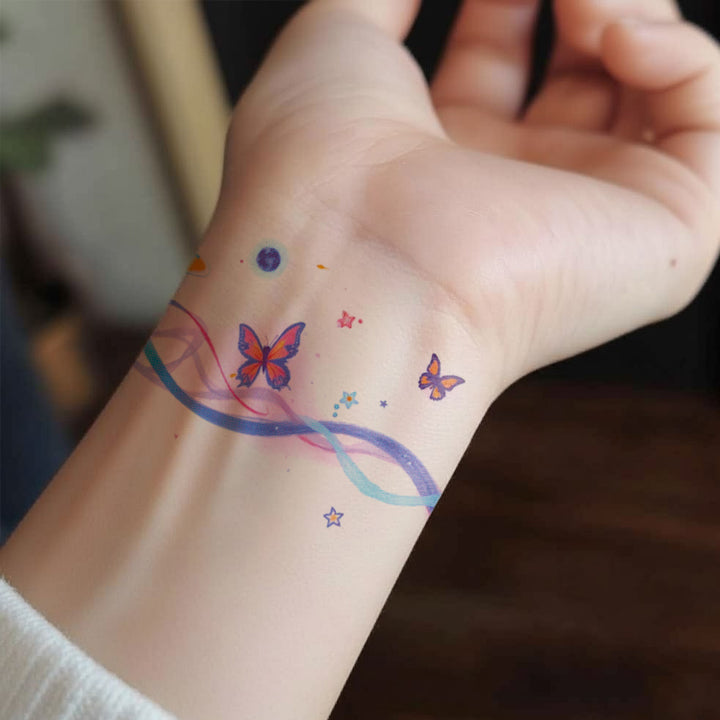 Cosmic Flow Wrist Temporary Tattoo