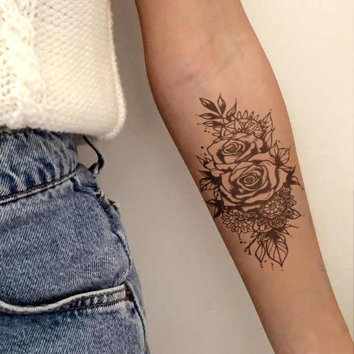 Botanical Roses Temporary Tattoo Sheet