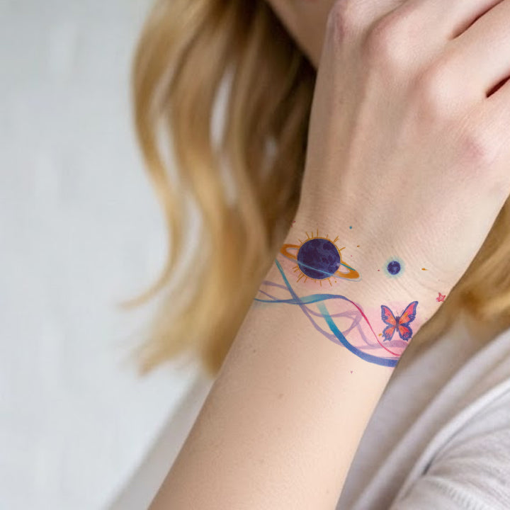 Cosmic Flow Wrist Temporary Tattoo