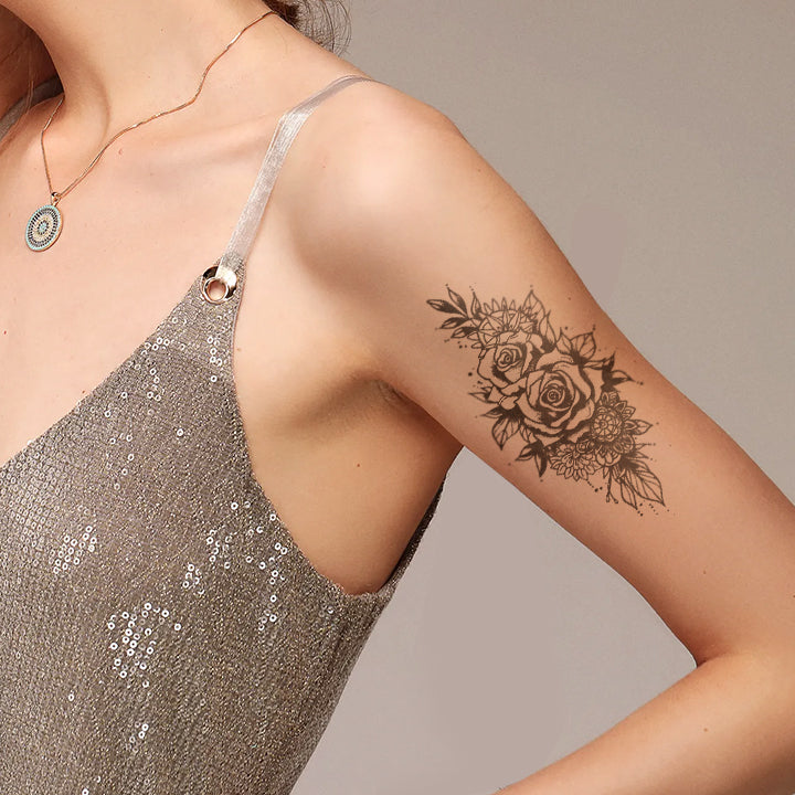 Botanical Roses Temporary Tattoo Sheet