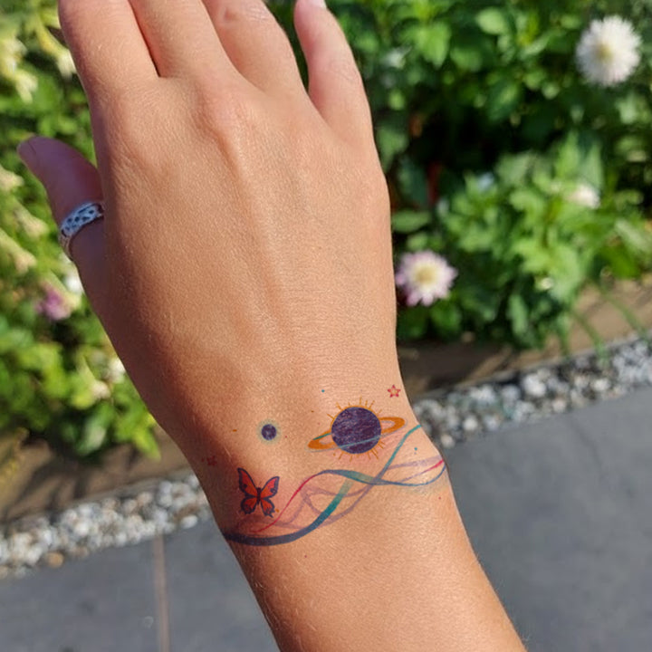 Cosmic Flow Wrist Temporary Tattoo
